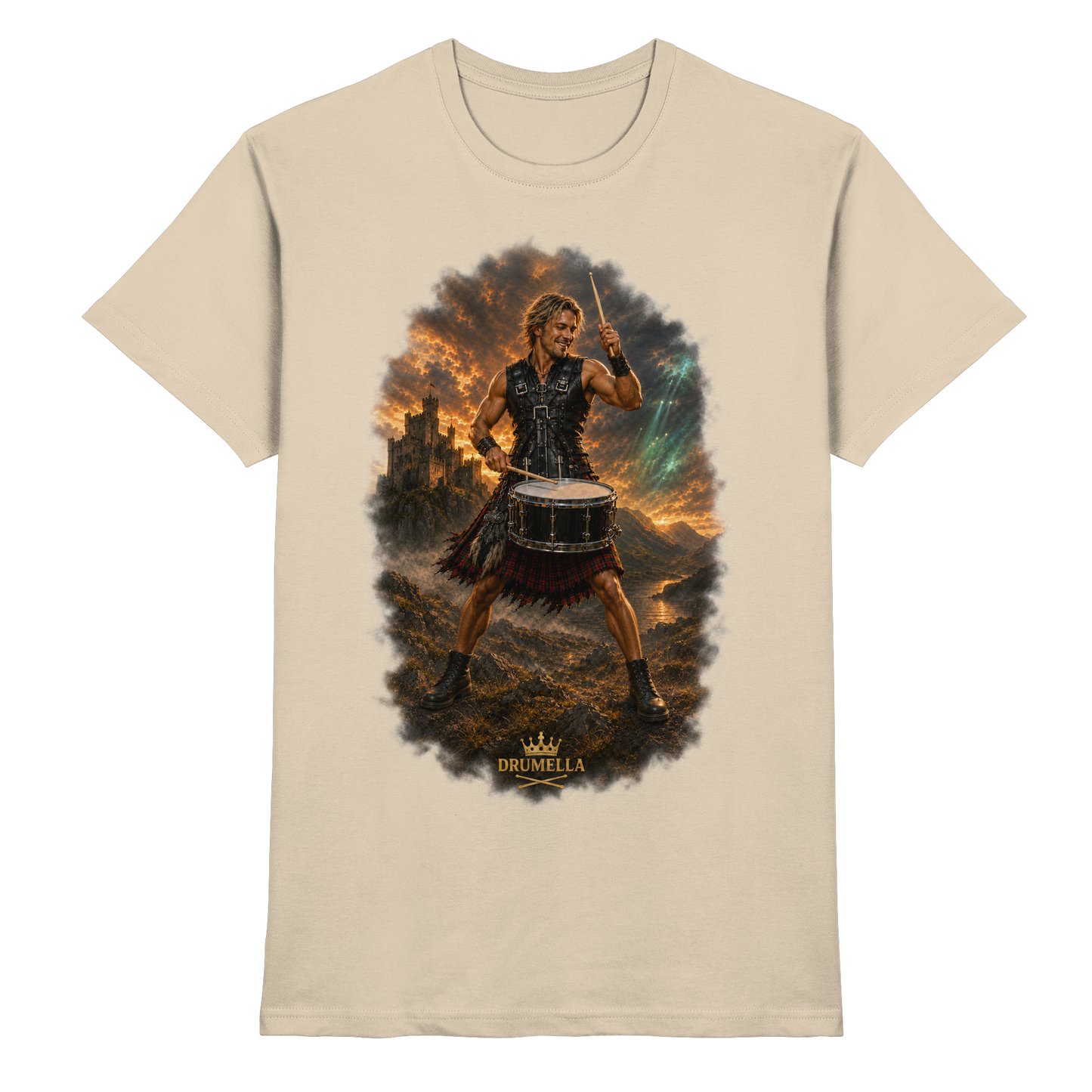 Drumella – Rockiger Snare-Drummer in den Highlands - Premium Shirt