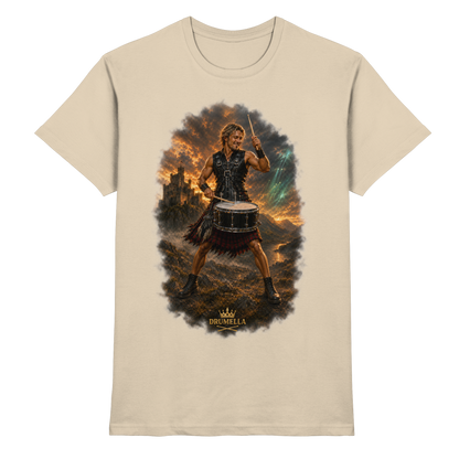 Drumella – Rockiger Snare-Drummer in den Highlands - Premium Shirt