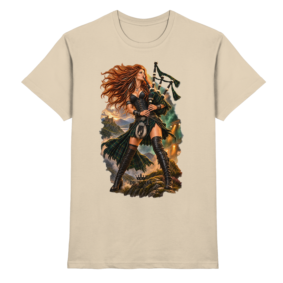 Rockige Dudelsackspielerin - Bagpipes - Damen - Herren - T-Shirt - Drumella