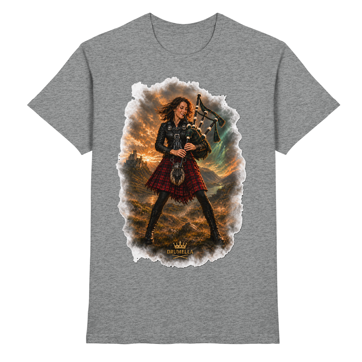 Rockige Dudelsackspielerin kurze Haare - Bagpipes - Damen - Herren - T-Shirt - Drumella - Premium Shirt