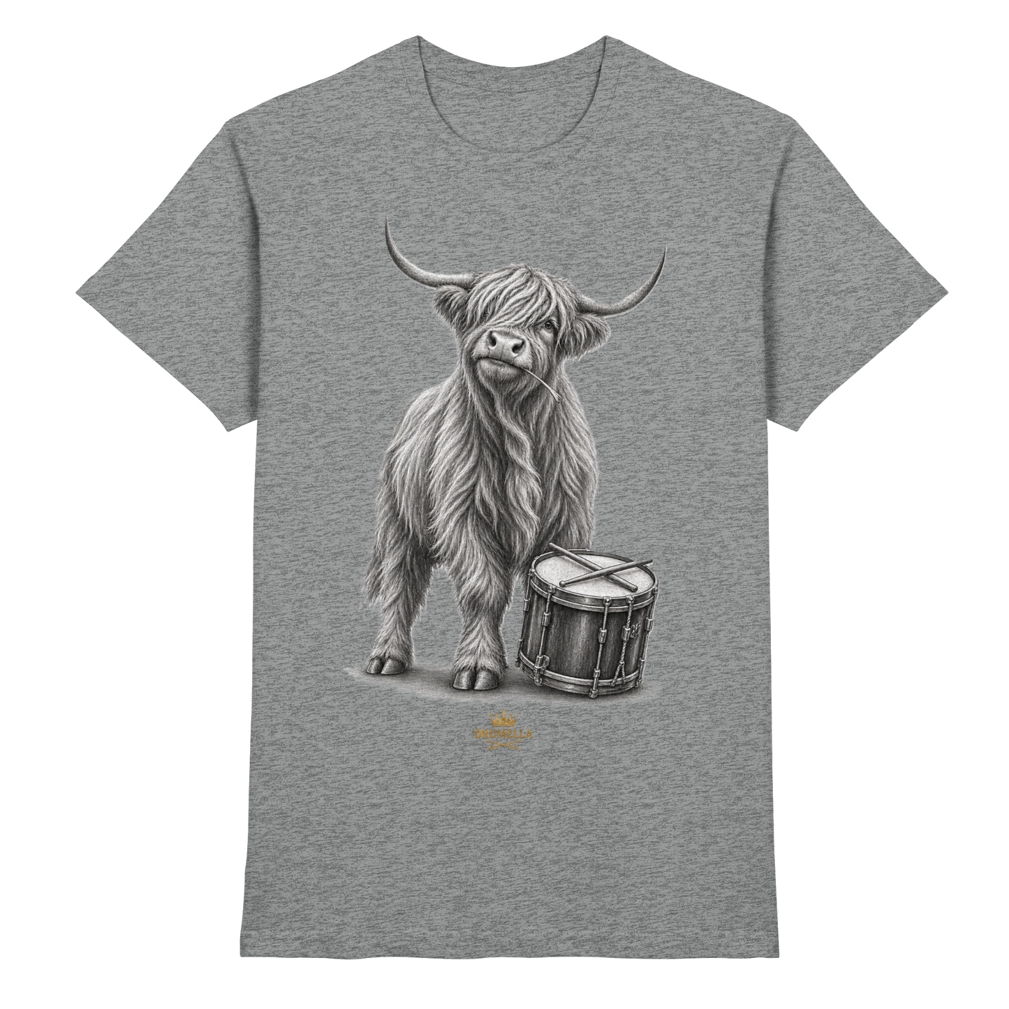 Cooles Hochlandrind mit Snare Trommel – Drumella T-Shirt - Premium Shirt