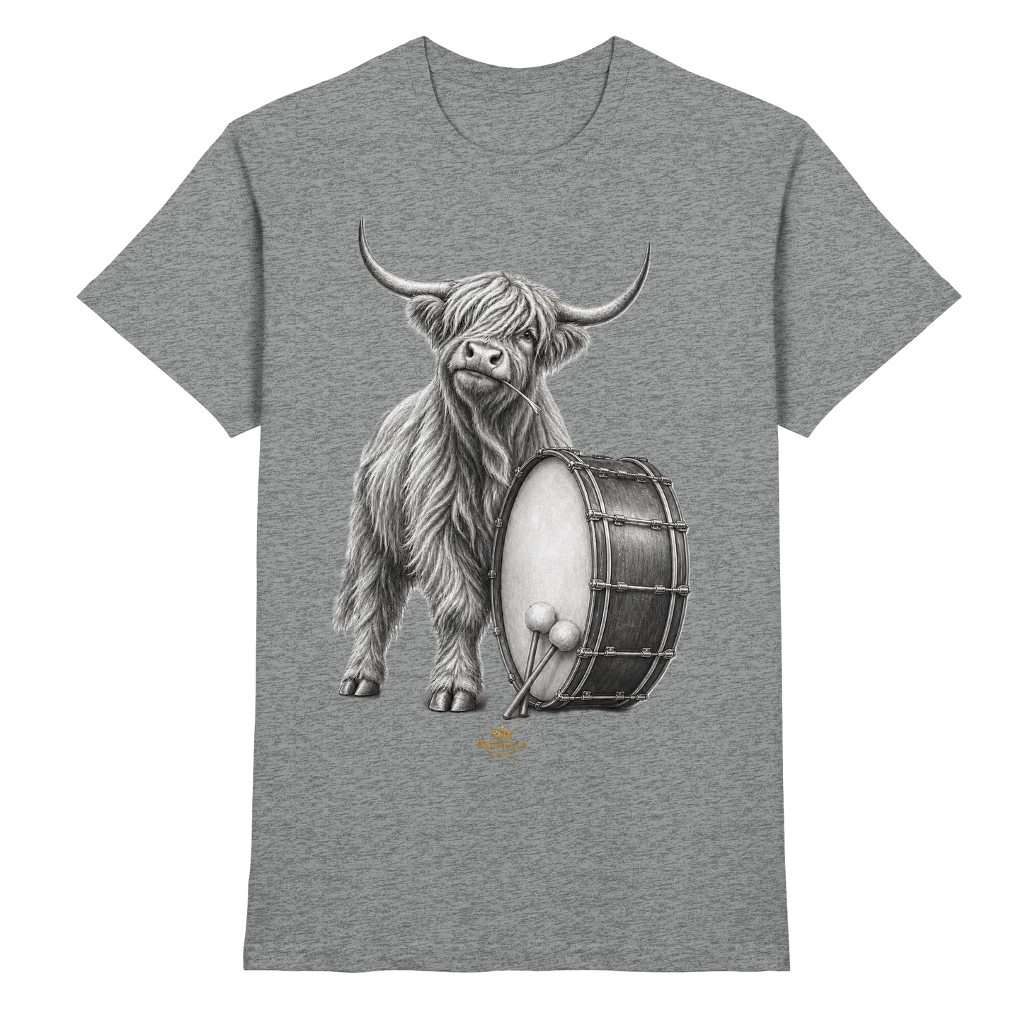Cooles Hochlandrind mit Base Drum – Drumella T-Shirt  - Premium Shirt
