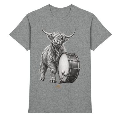 Cooles Hochlandrind mit Base Drum – Drumella T-Shirt  - Premium Shirt