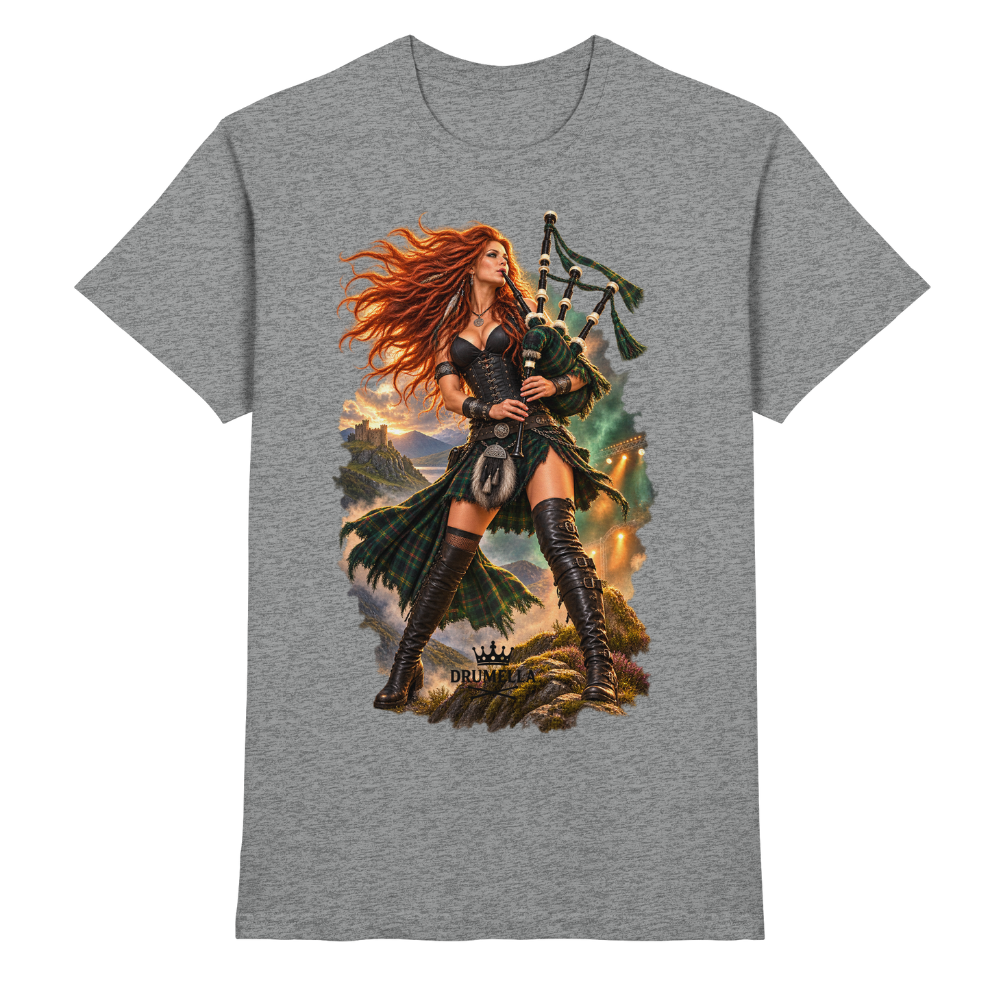 Rockige Dudelsackspielerin – Drumella T-Shirt - Premium Shirt