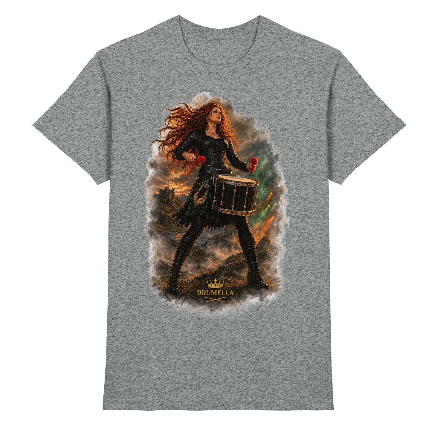 Drumella T-Shirt - Rockige Tenor-Trommlerin - Premium Shirt