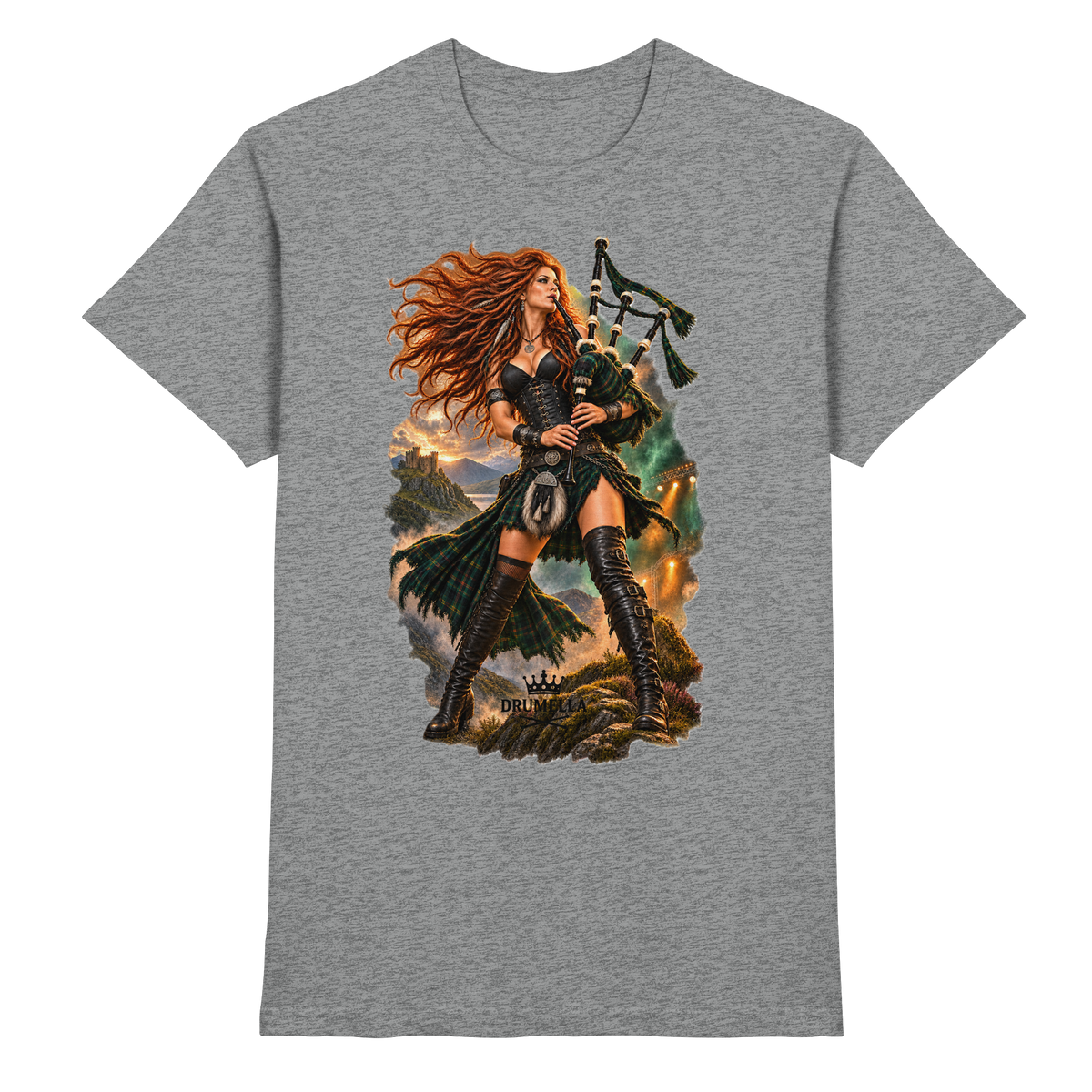 Rockige Dudelsackspielerin - Bagpipes - Damen - Herren - T-Shirt - Drumella