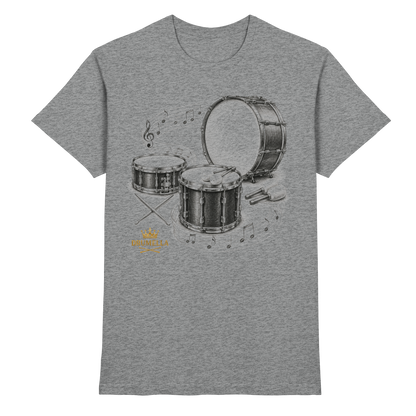 Drumella Drummer T‑Shirt „Three Drums – One Passion“ - Premium Shirt