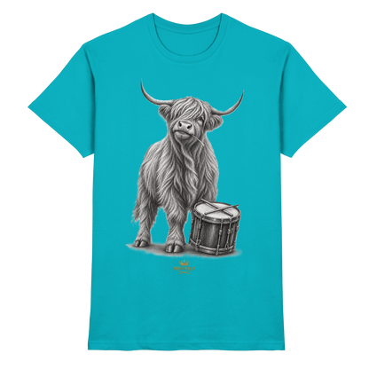 Cooles Hochlandrind mit Snare Trommel – Drumella T-Shirt - Premium Shirt