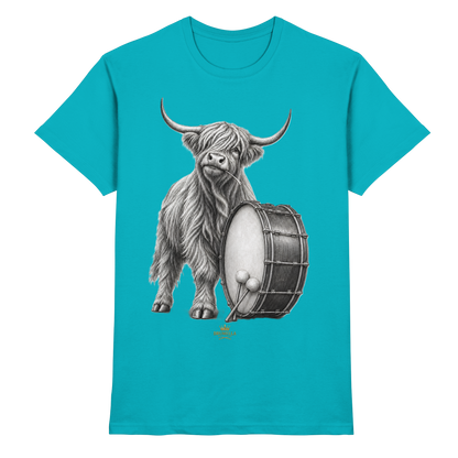 Cooles Hochlandrind mit Base Drum – Drumella T-Shirt  - Premium Shirt
