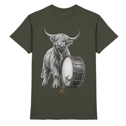 Cooles Hochlandrind mit Base Drum - Damen - Herren - T-Shirt - Drumella