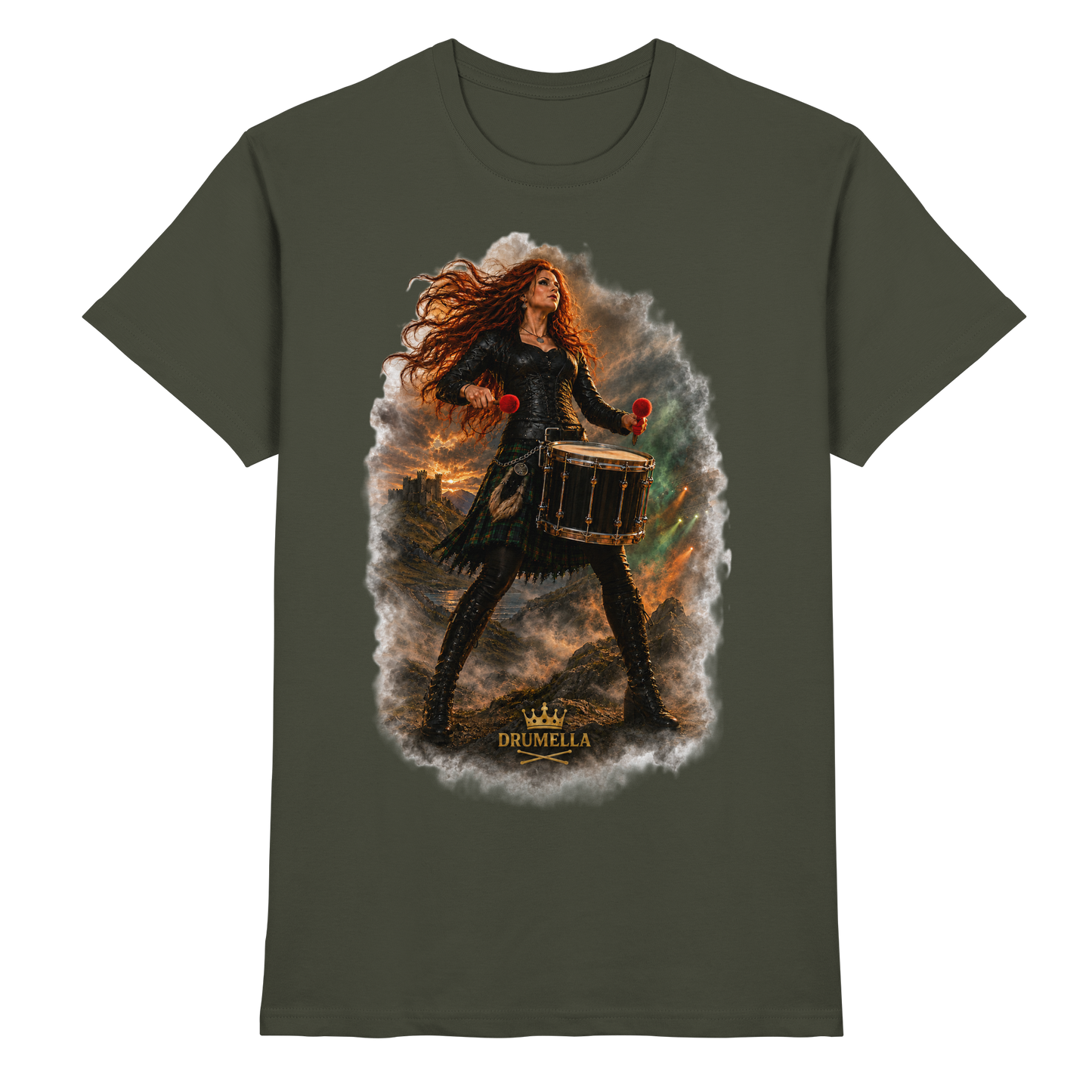 Drumella T-Shirt - Rockige Tenor-Trommlerin - Premium Shirt