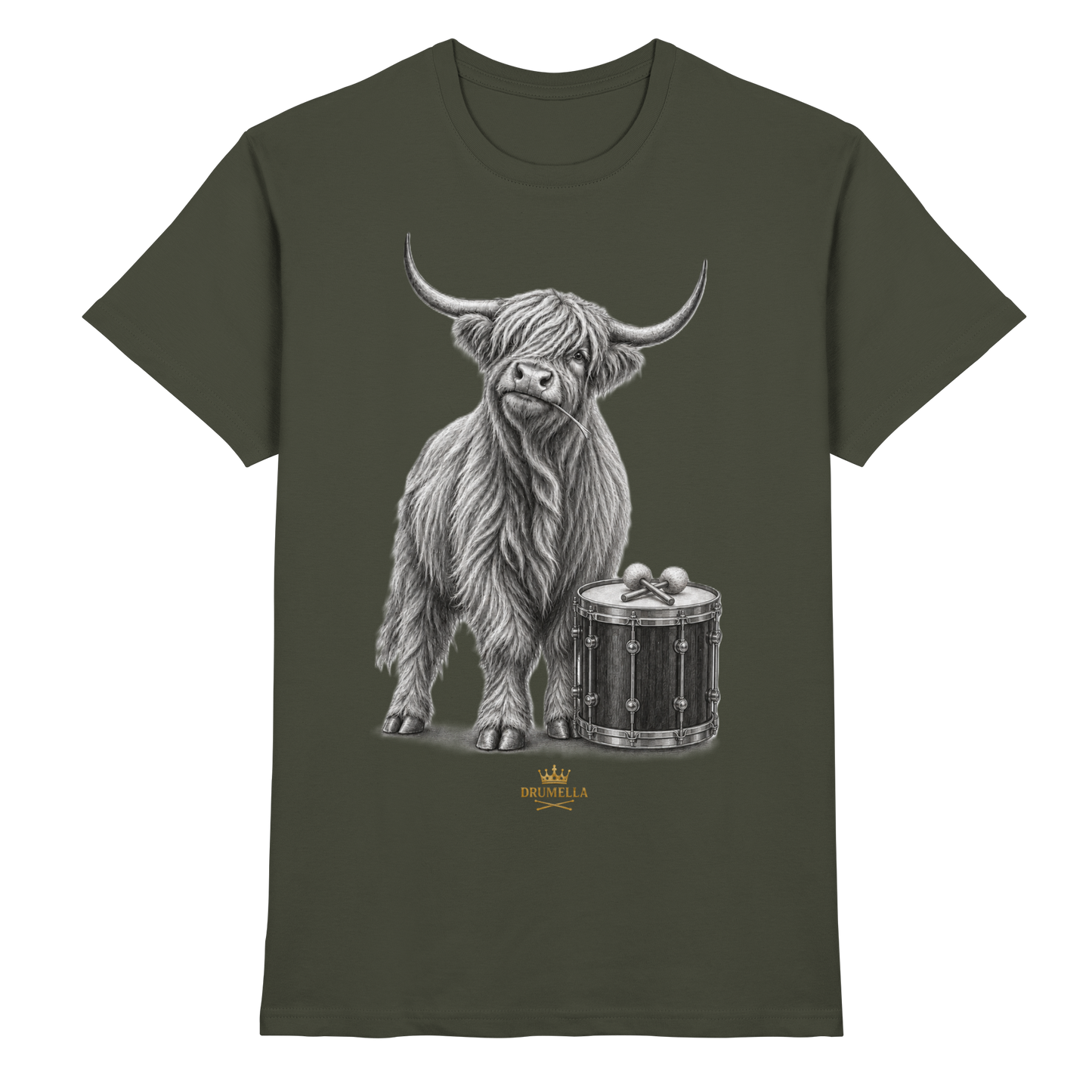 Highland Cow & Tenor Drum – Drumella T-Shirt - Premium Shirt