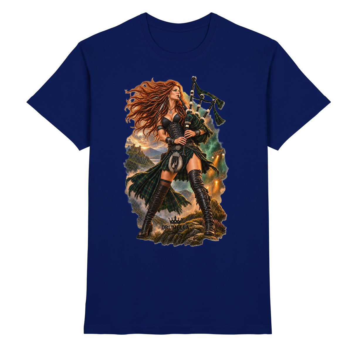 Rockige Dudelsackspielerin - Bagpipes - Damen - Herren - T-Shirt - Drumella