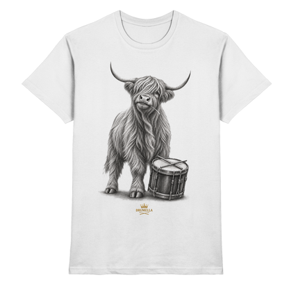 Cooles Hochlandrind mit Snare Trommel – Drumella T-Shirt - Premium Shirt