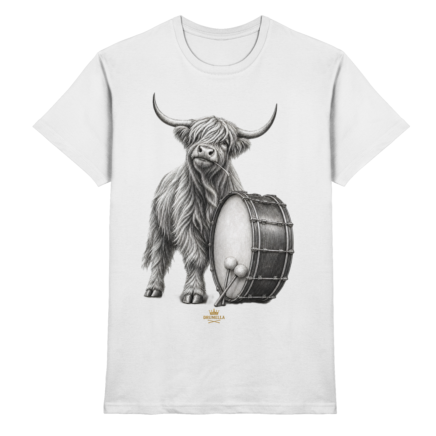 Cooles Hochlandrind mit Base Drum – Drumella T-Shirt  - Premium Shirt