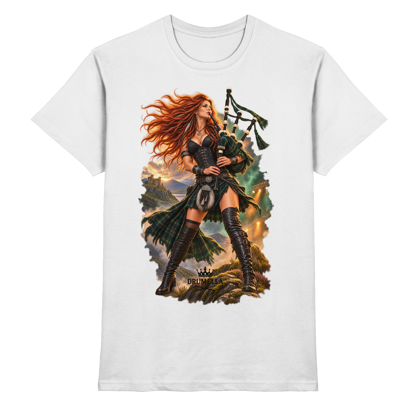 Rockige Dudelsackspielerin – Drumella T-Shirt - Premium Shirt