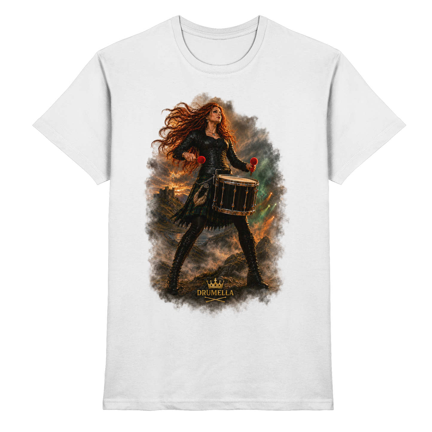 Drumella T-Shirt - Rockige Tenor-Trommlerin - Premium Shirt