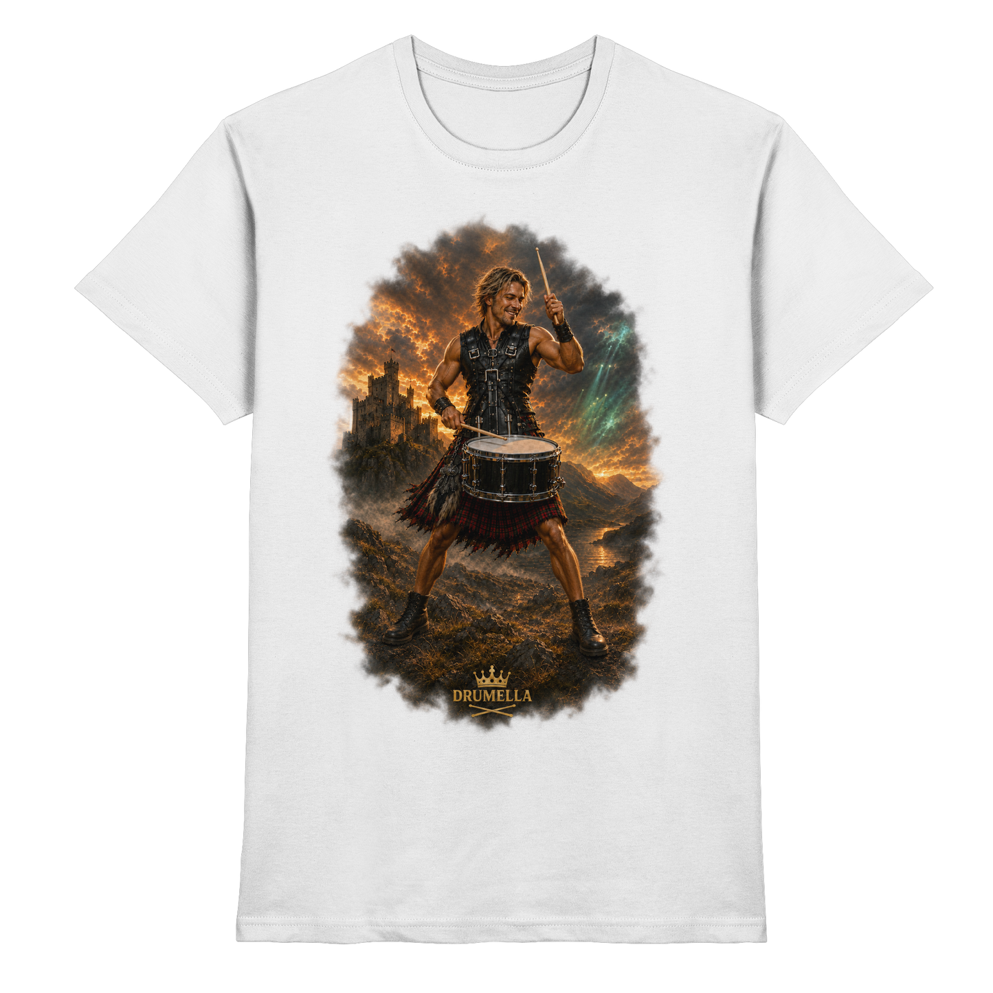 Drumella – Rockiger Snare-Drummer in den Highlands - Premium Shirt