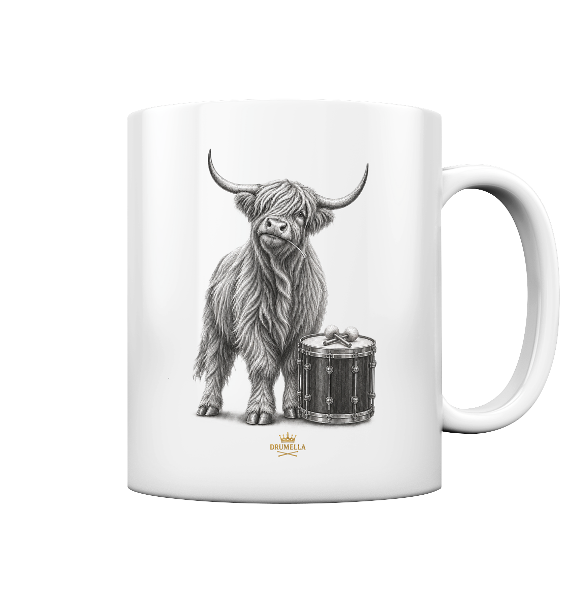 Drumella Tasse - Highland Cow & Tenor Drum - Tasse glossy