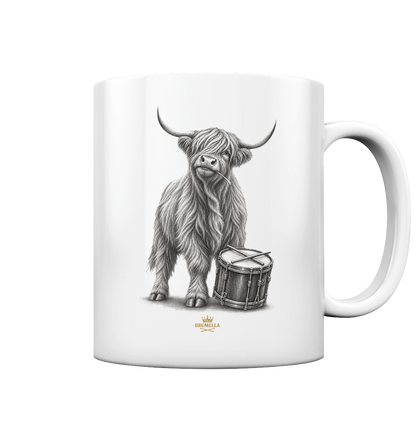 Drumella Tasse - Cooles Hochlandrind mit Snare Drum - Tasse glossy