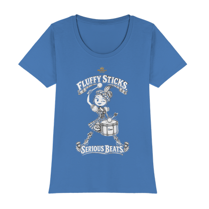 Drumella Tenor-Drummer T‑Shirt „Fluffy Sticks. Serious Beats.“ - Womens Premium Classic T-Shirt