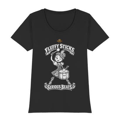 Drumella Tenor-Drummer T‑Shirt „Fluffy Sticks. Serious Beats.“ - Womens Premium Classic T-Shirt