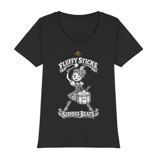 Drumella Tenor-Drummer T‑Shirt „Fluffy Sticks. Serious Beats.“ - Womens Premium Classic T-Shirt