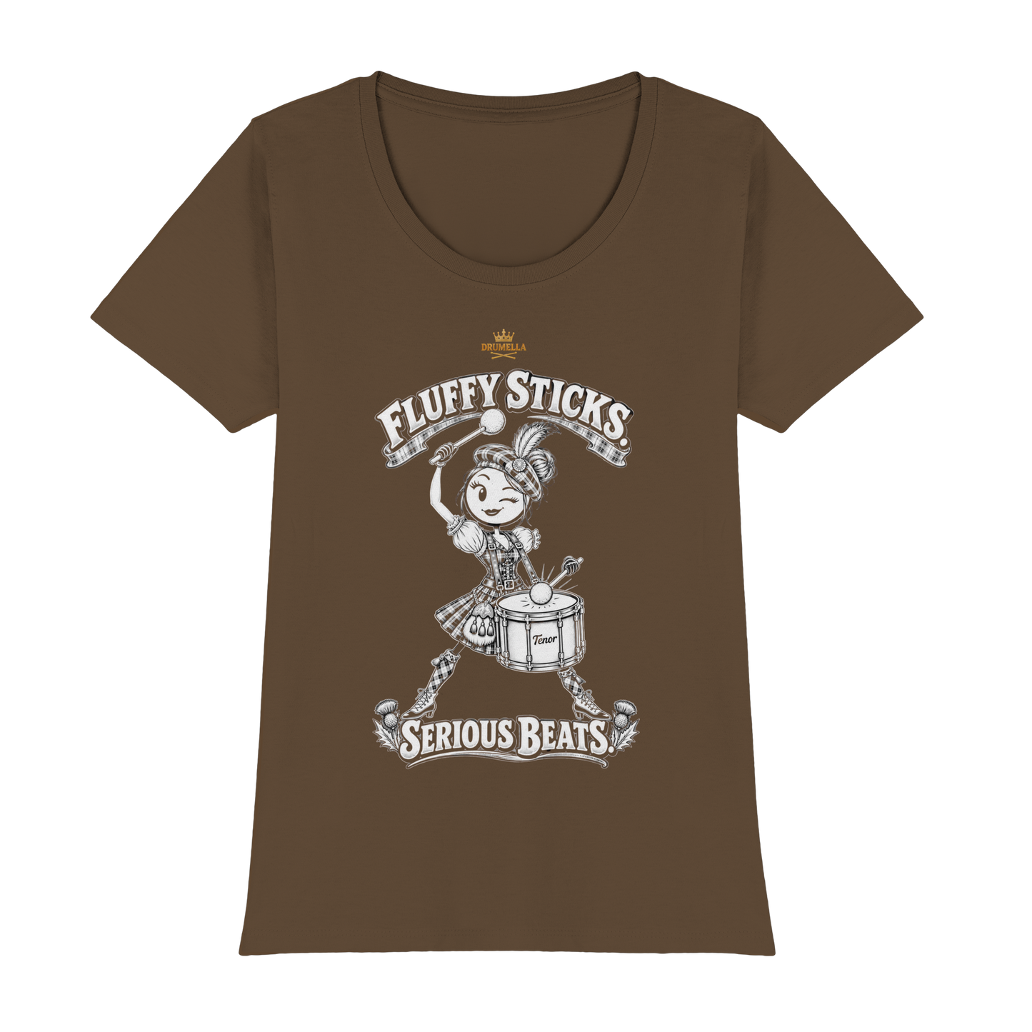 Drumella Tenor-Drummer T‑Shirt „Fluffy Sticks. Serious Beats.“ - Womens Premium Classic T-Shirt