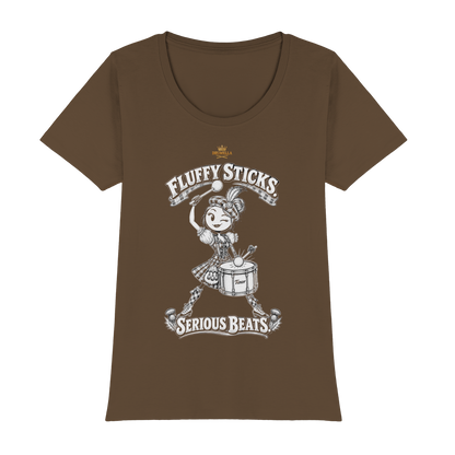 Drumella Tenor-Drummer T‑Shirt „Fluffy Sticks. Serious Beats.“ - Womens Premium Classic T-Shirt