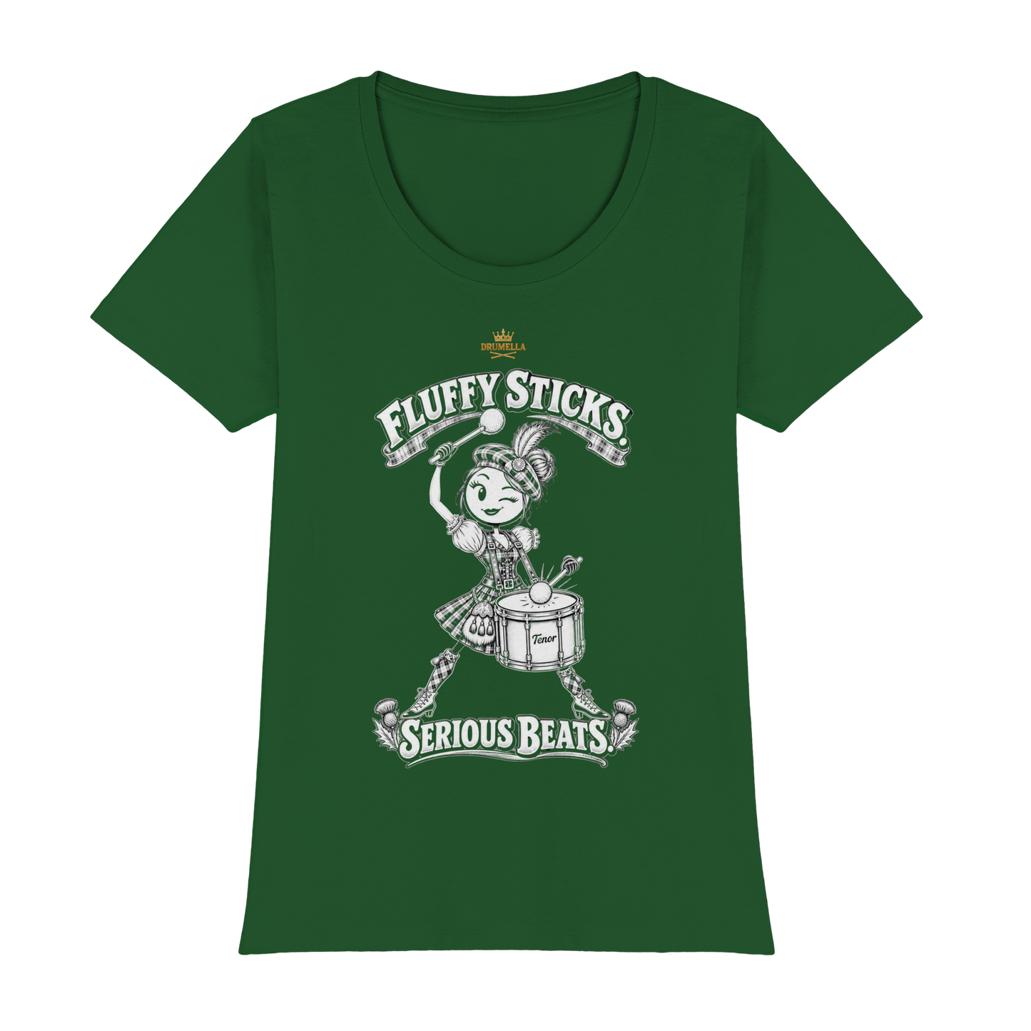 Drumella Tenor-Drummer T‑Shirt „Fluffy Sticks. Serious Beats.“ - Womens Premium Classic T-Shirt