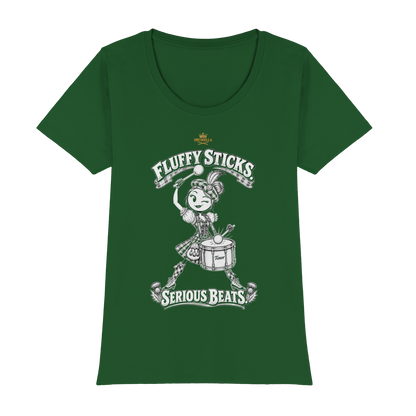Drumella Tenor-Drummer T‑Shirt „Fluffy Sticks. Serious Beats.“ - Womens Premium Classic T-Shirt
