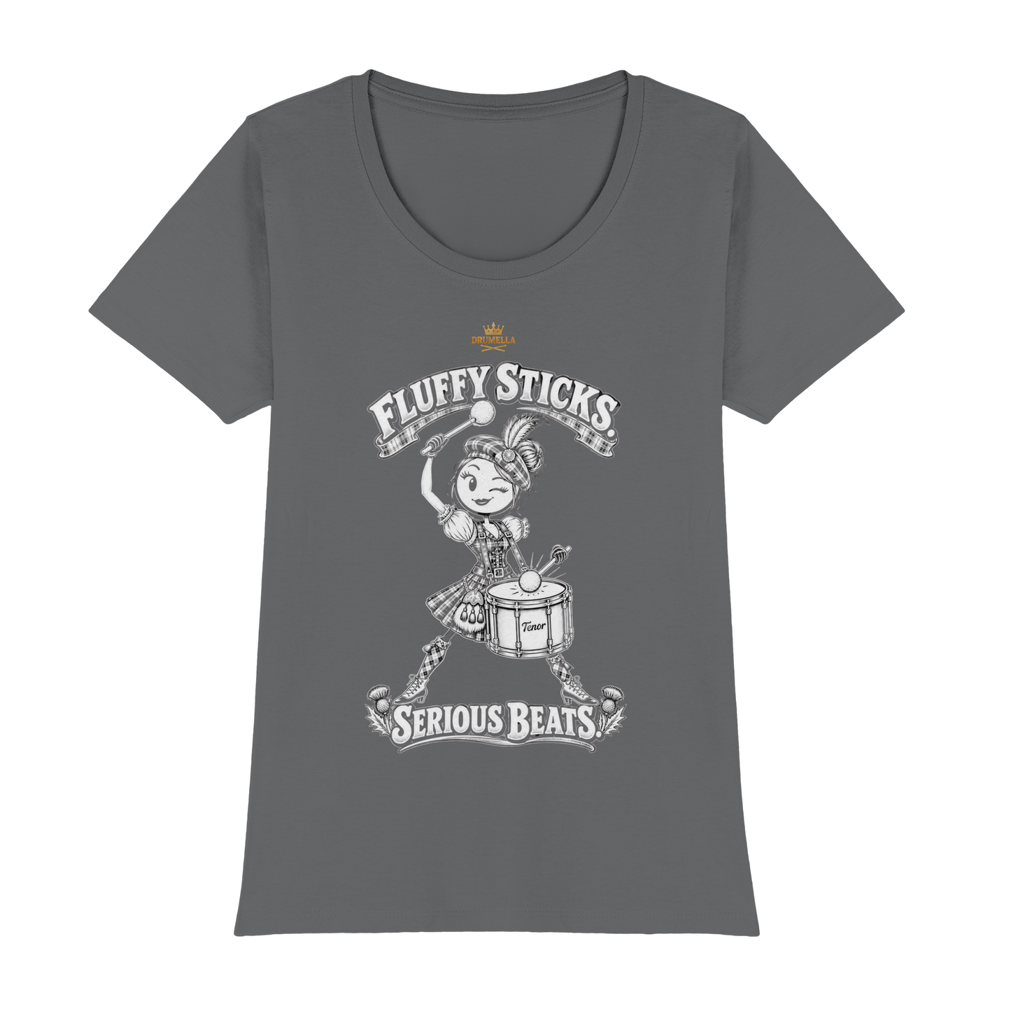 Drumella Tenor-Drummer T‑Shirt „Fluffy Sticks. Serious Beats.“ - Womens Premium Classic T-Shirt