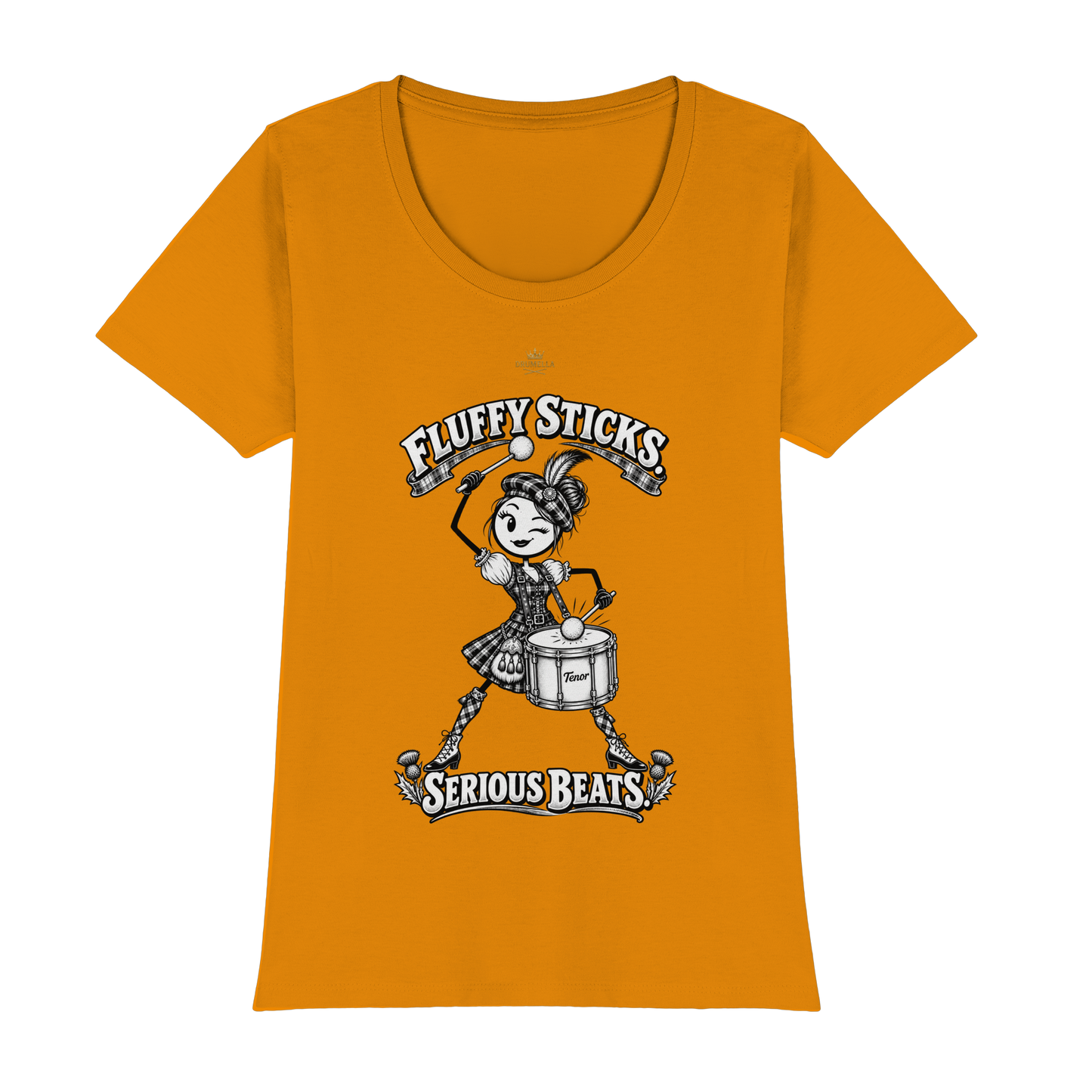 Drumella Tenor-Drummer T‑Shirt „Fluffy Sticks. Serious Beats.“ - Womens Premium Classic T-Shirt
