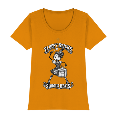Drumella Tenor-Drummer T‑Shirt „Fluffy Sticks. Serious Beats.“ - Womens Premium Classic T-Shirt
