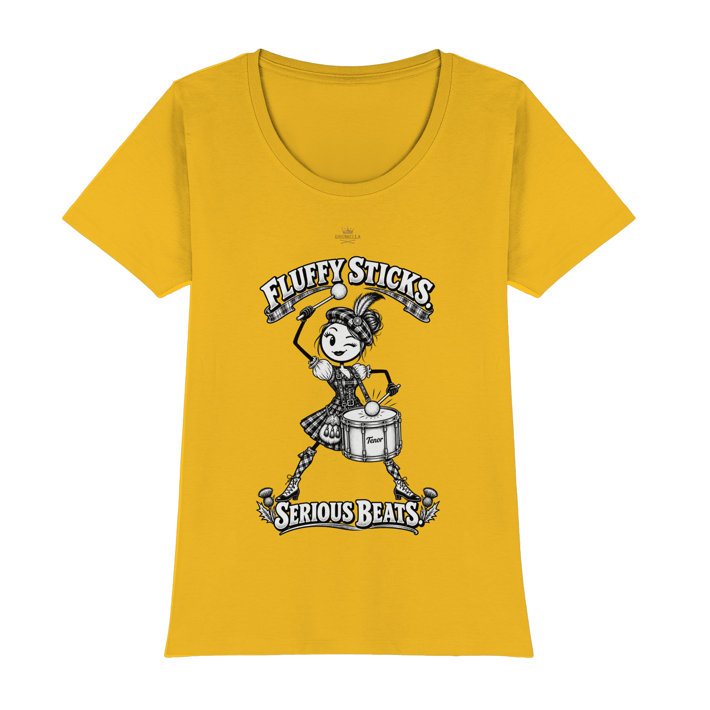 Drumella Tenor-Drummer T‑Shirt „Fluffy Sticks. Serious Beats.“ - Womens Premium Classic T-Shirt