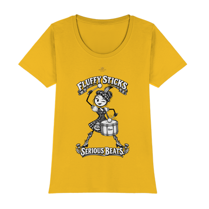 Drumella Tenor-Drummer T‑Shirt „Fluffy Sticks. Serious Beats.“ - Womens Premium Classic T-Shirt