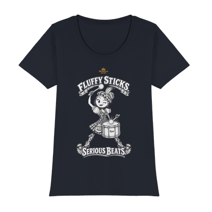 Drumella Tenor-Drummer T‑Shirt „Fluffy Sticks. Serious Beats.“ - Womens Premium Classic T-Shirt