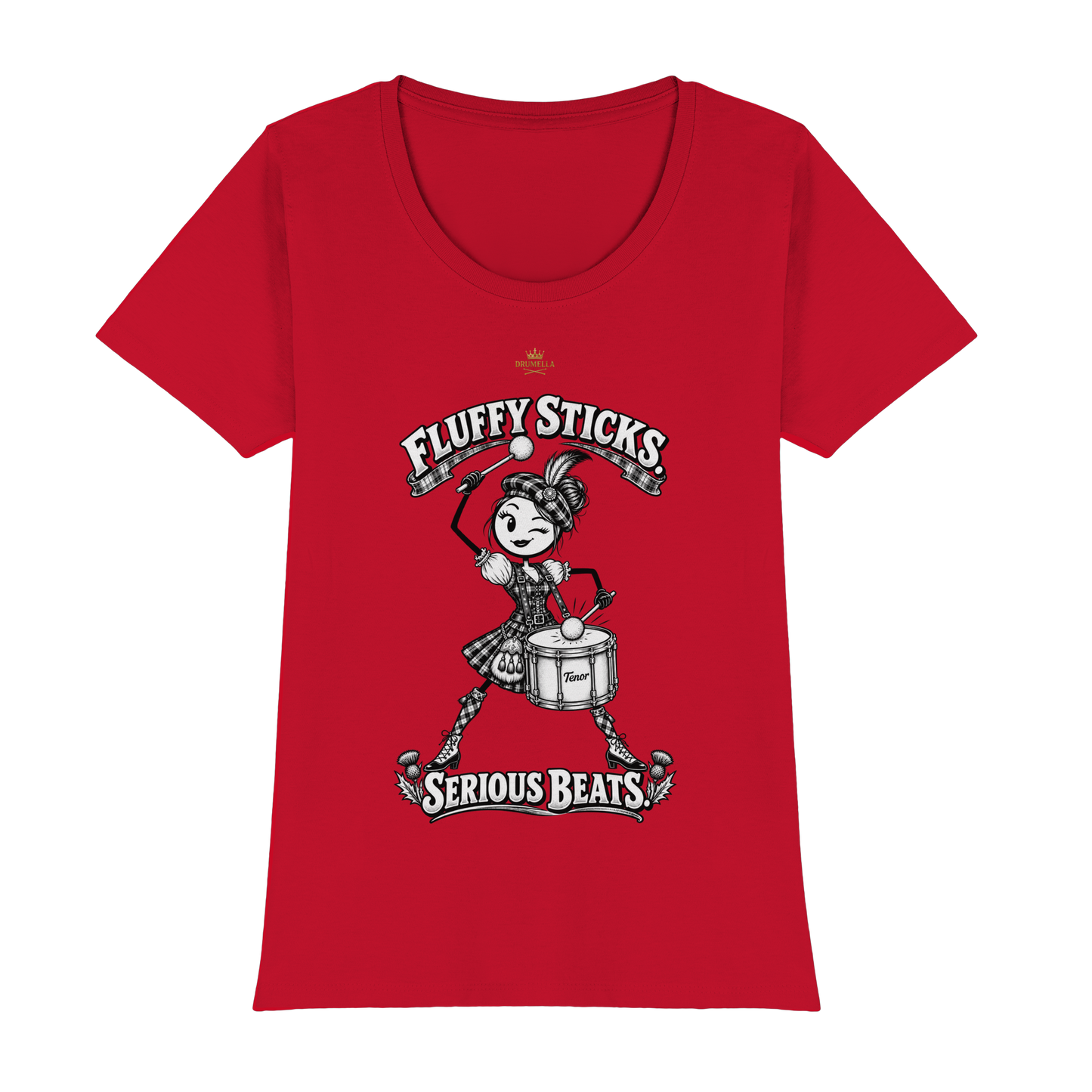 Drumella Tenor-Drummer T‑Shirt „Fluffy Sticks. Serious Beats.“ - Womens Premium Classic T-Shirt