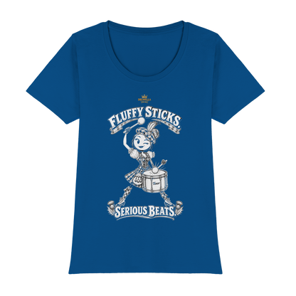 Drumella Tenor-Drummer T‑Shirt „Fluffy Sticks. Serious Beats.“ - Womens Premium Classic T-Shirt