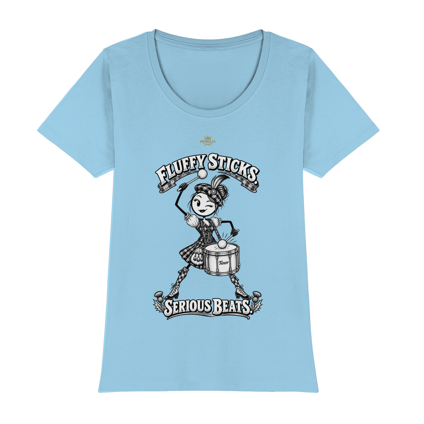 Drumella Tenor-Drummer T‑Shirt „Fluffy Sticks. Serious Beats.“ - Womens Premium Classic T-Shirt