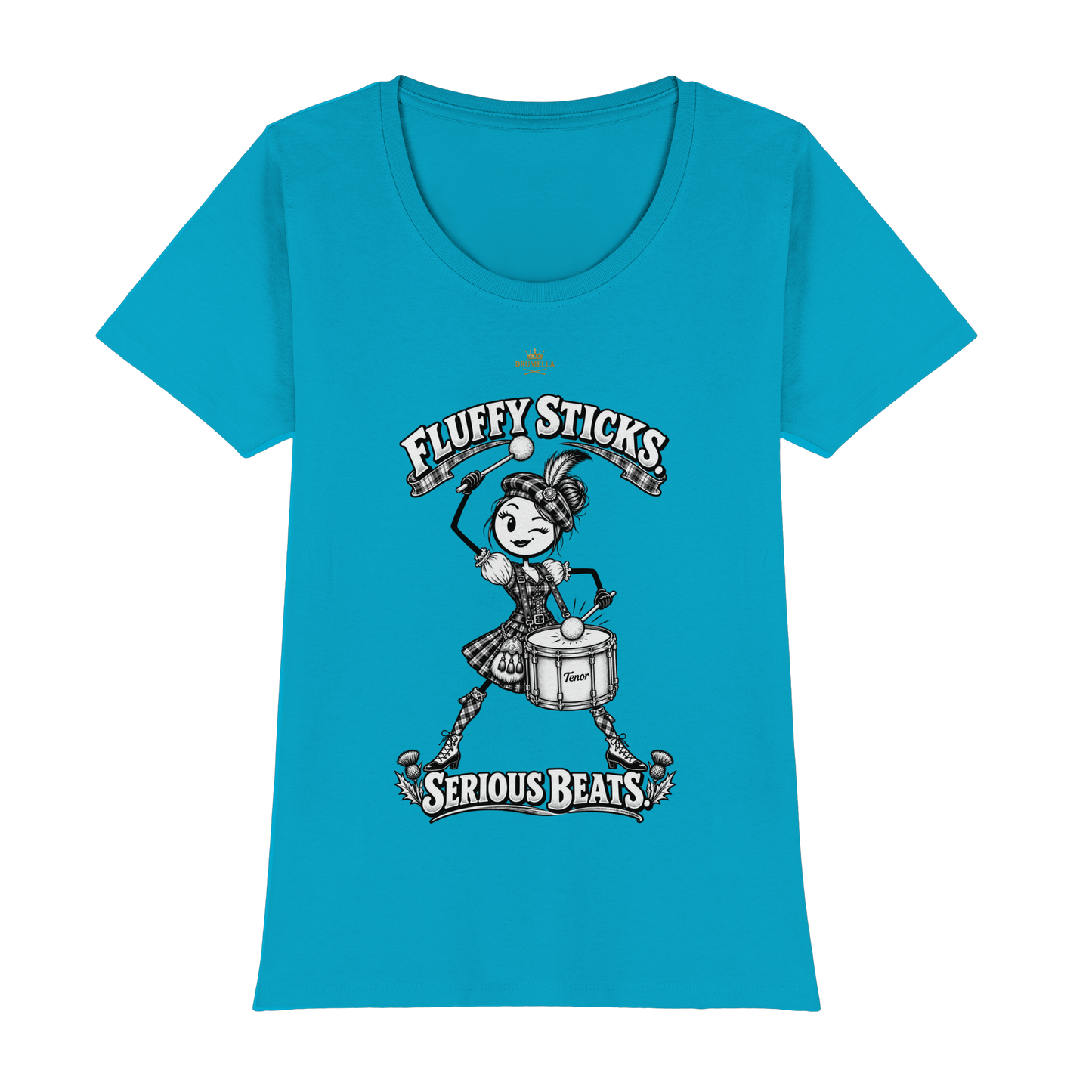 Drumella Tenor-Drummer T‑Shirt „Fluffy Sticks. Serious Beats.“ - Womens Premium Classic T-Shirt
