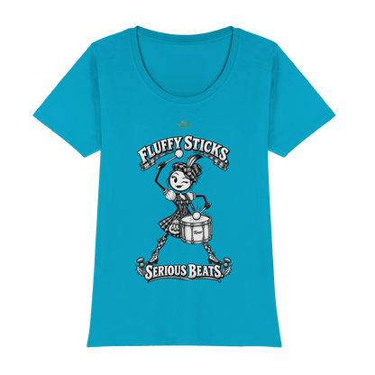 Drumella Tenor-Drummer T‑Shirt „Fluffy Sticks. Serious Beats.“ - Womens Premium Classic T-Shirt