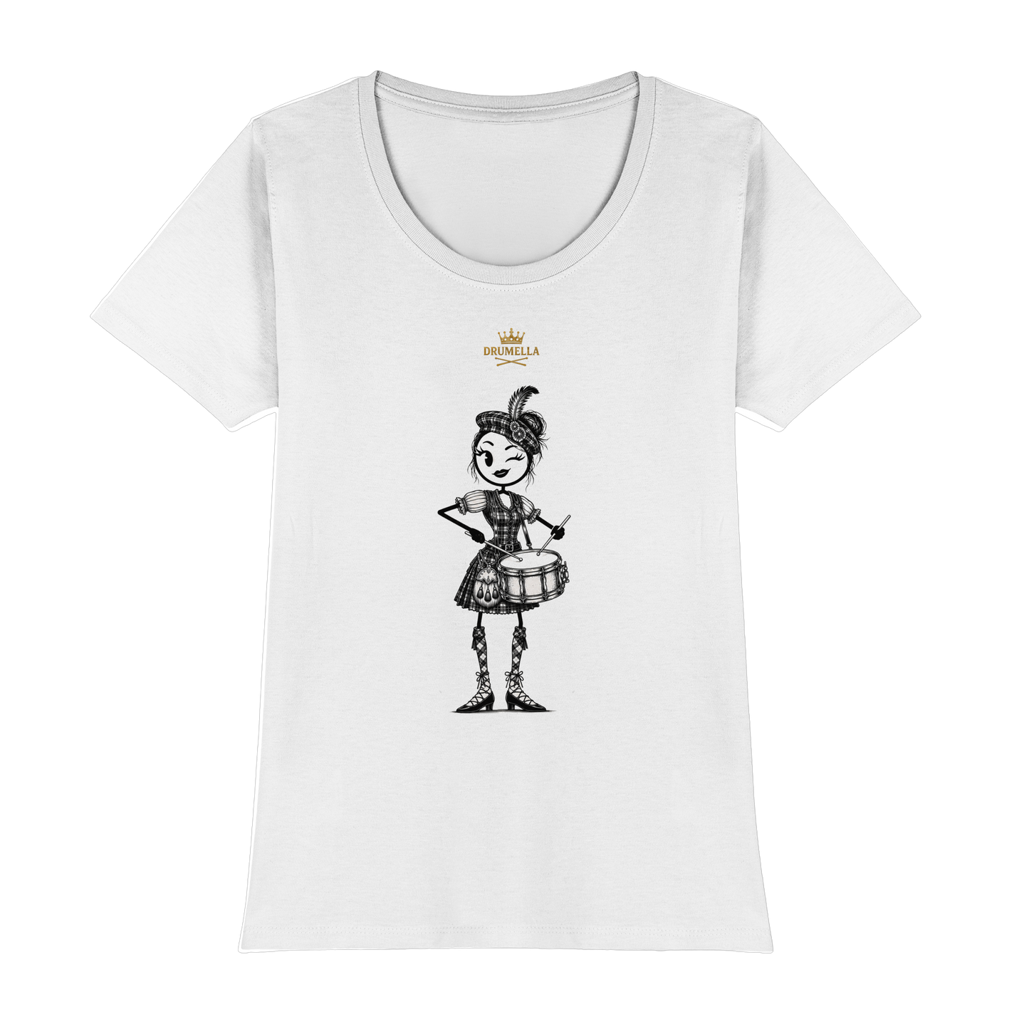 Drumella Rundhals-T-Shirt – „Scottish Drum Girl“ - Womens Premium Classic T-Shirt