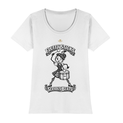 Drumella Tenor-Drummer T‑Shirt „Fluffy Sticks. Serious Beats.“ - Womens Premium Classic T-Shirt