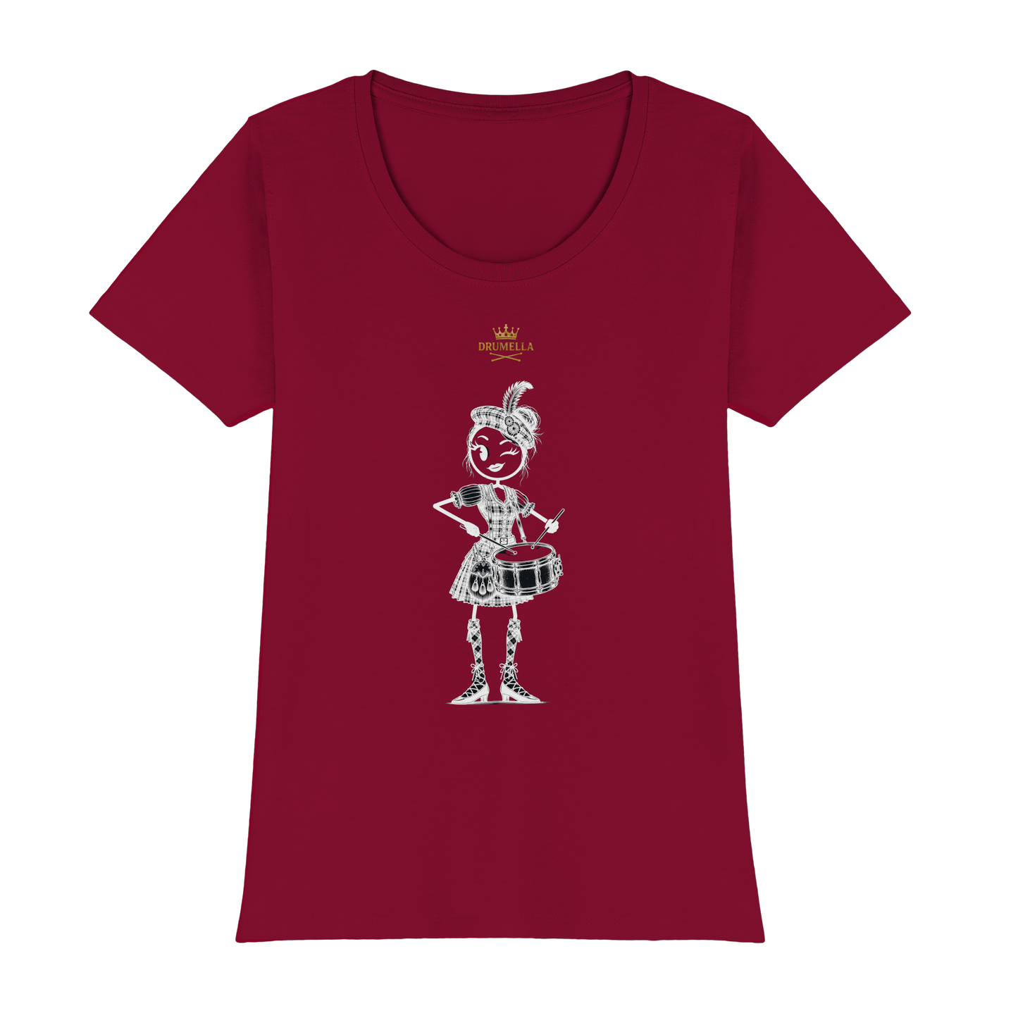 Drumella Rundhals-T-Shirt – „Scottish Drum Girl“ - Womens Premium Classic T-Shirt