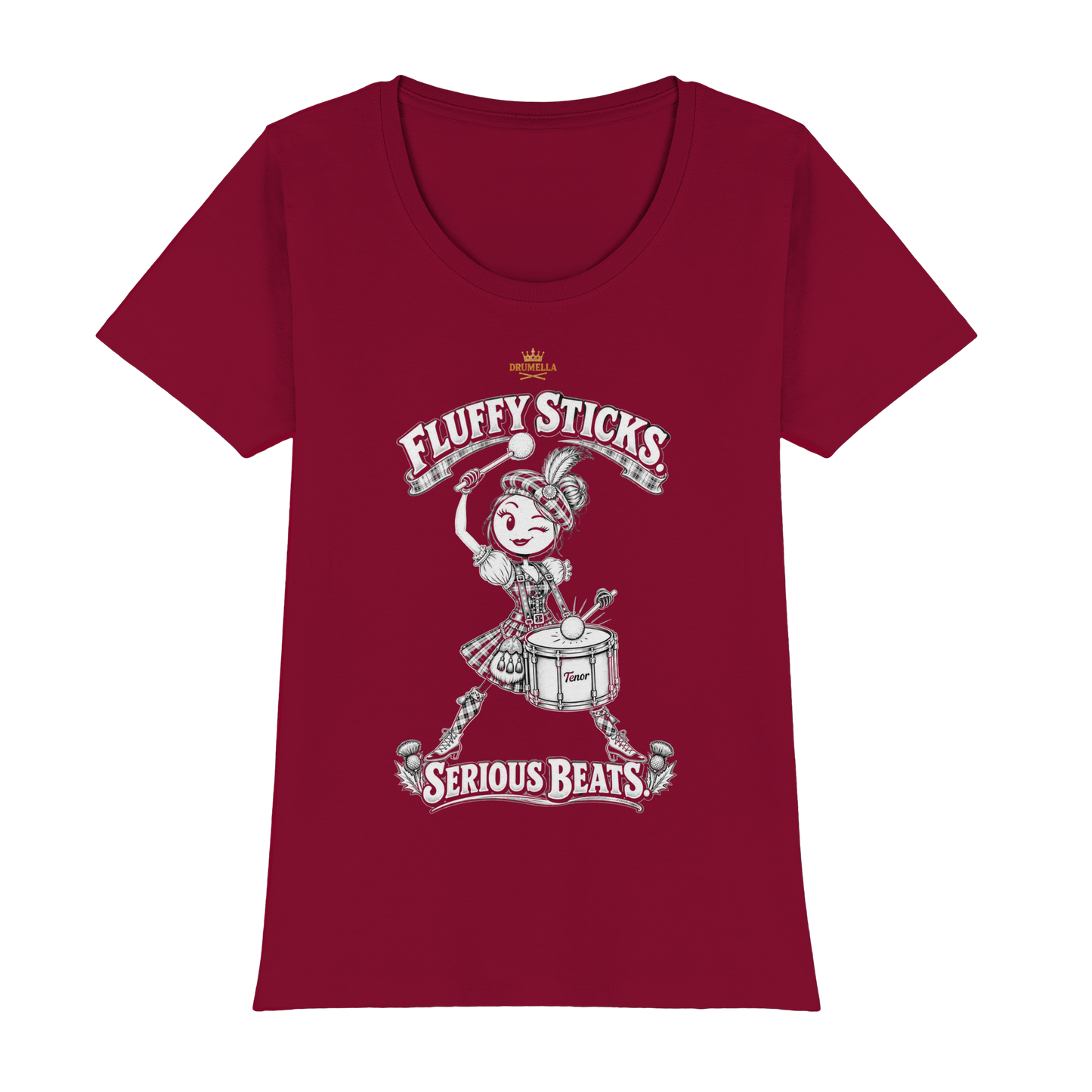 Drumella Tenor-Drummer T‑Shirt „Fluffy Sticks. Serious Beats.“ - Womens Premium Classic T-Shirt