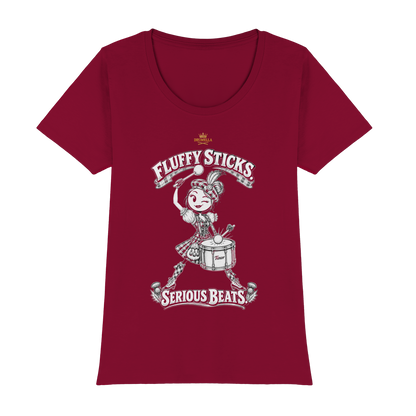 Drumella Tenor-Drummer T‑Shirt „Fluffy Sticks. Serious Beats.“ - Womens Premium Classic T-Shirt